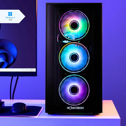 Black NOVATECH Phantom Gaming PC Tower