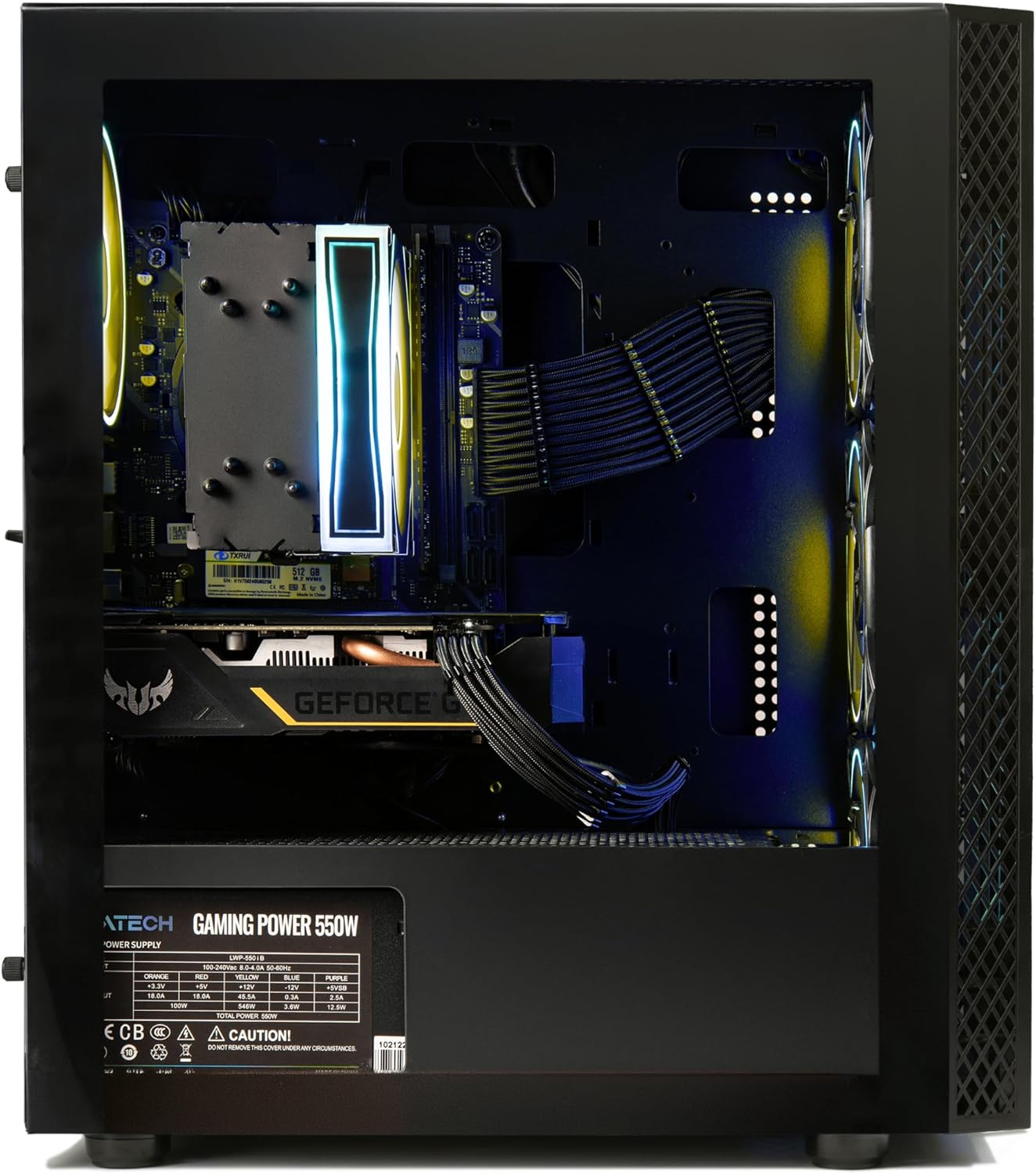 Side View of NOVATECH Phantom 2.0 Prebuilt Gaming PC with RGB Lights